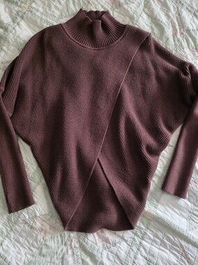 Elan Women's Ribbed Cross-Front Sweater